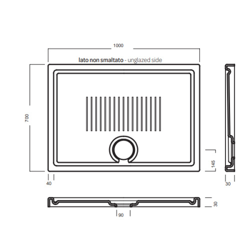 Душевой поддон Hatria LIF H3 Y1W001 100х70 фаянс белый - фото 3